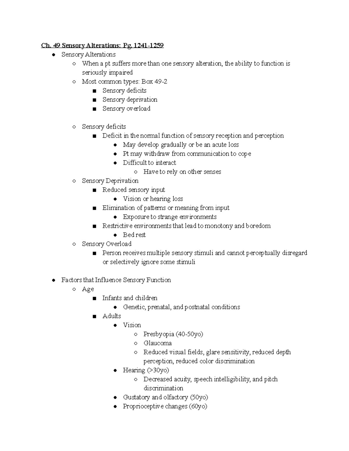 Chapter 49-sensory Alterations - Ch. 49 Sensory Alterations: Pg. 1241 ...