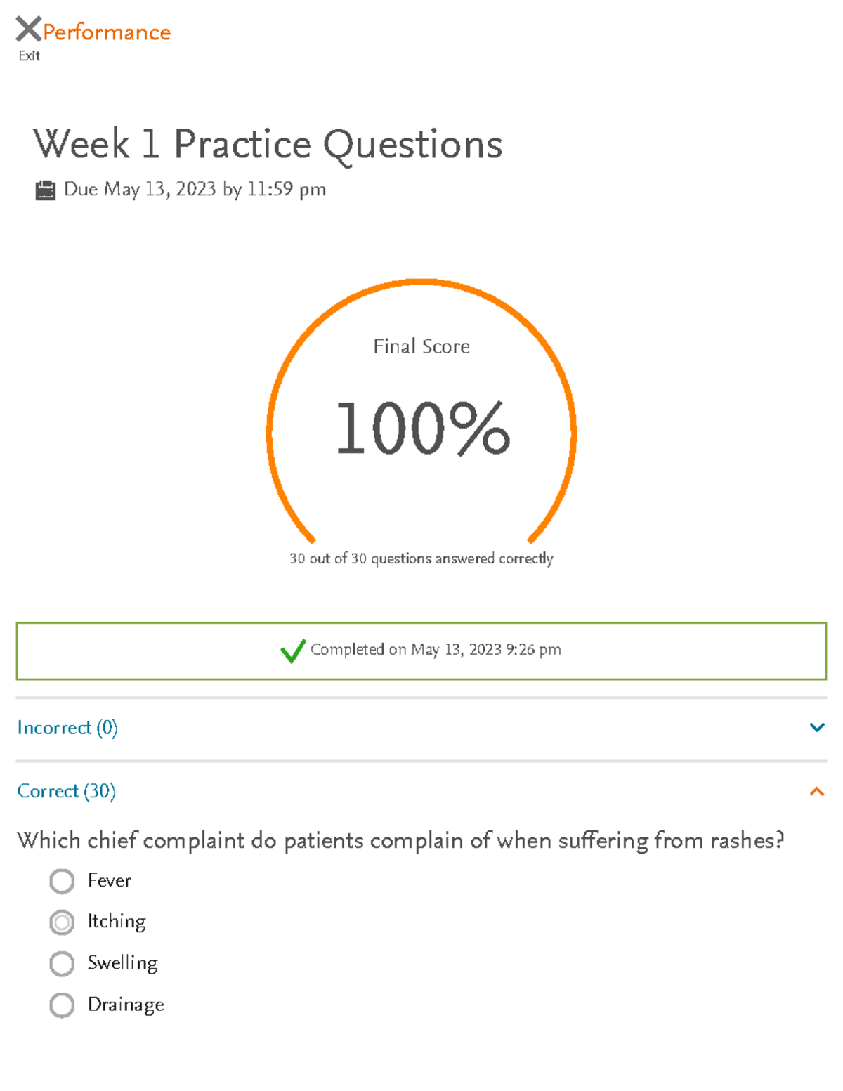 EAQ Pedi Quiz 1 - EAQ_Pedi_Quiz_1 - Exit Performance Week 1 Practice ...