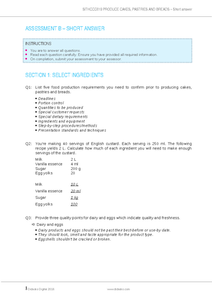 Sithccc 019 Assessment B Short Answer Answer V1 0 - ASSESSMENT B ...