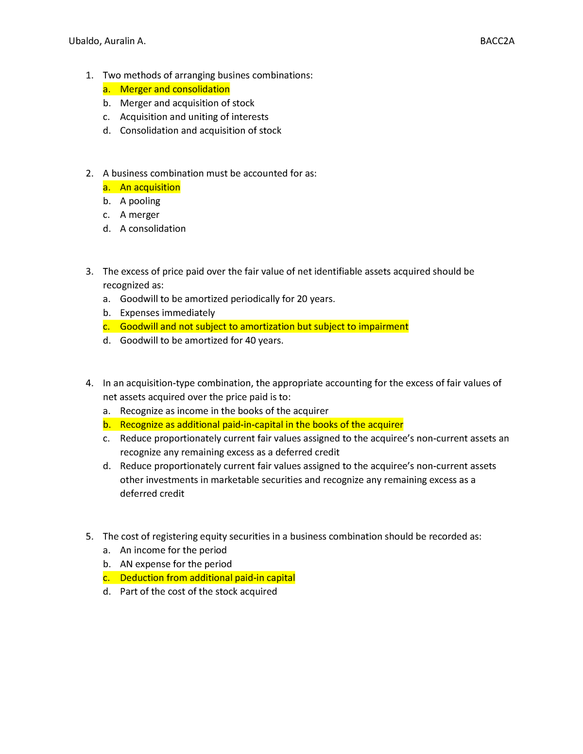 Quiz 2 Bus Comb - Lecture notes 3-7 - Accountancy - Studocu