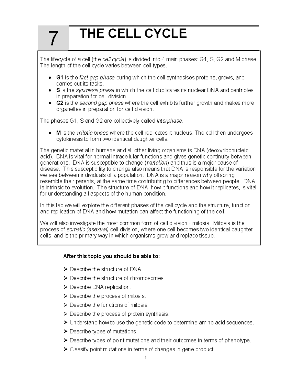 7 The cell cycle 2019 - Lab 7 answers - 7 THE CELL CYCLE The lifecycle ...