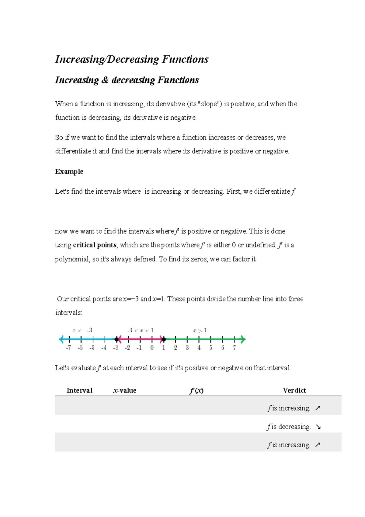 Increasing and Degressing Functions - Increasing/Decreasing Functions ...