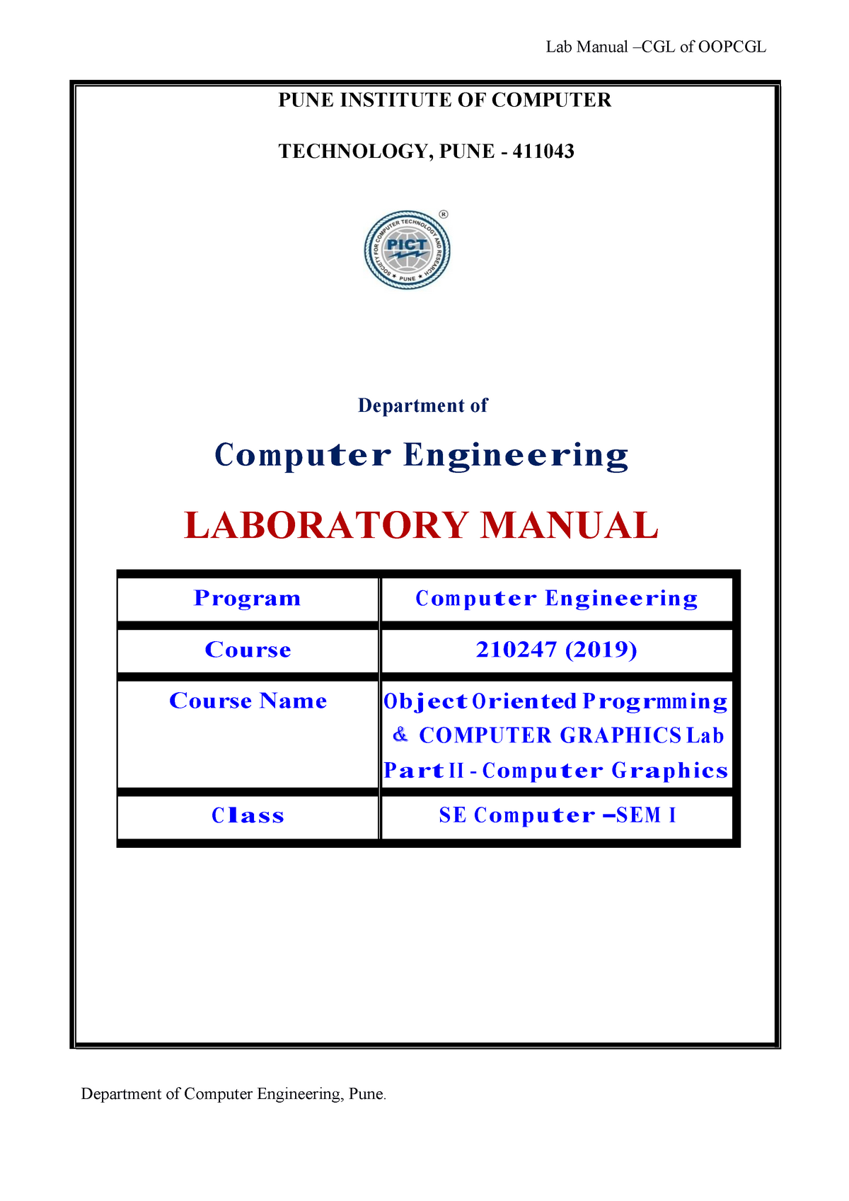 SE CGL Lab Manual SPPU 202021 Lab Manual CGL of OOPCGL PUNE