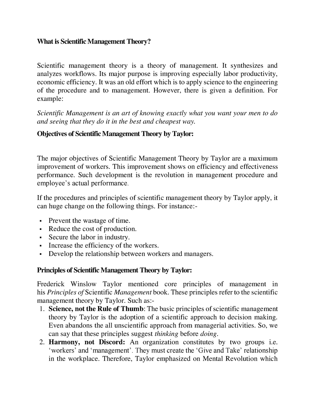 scientific management theory essay pdf