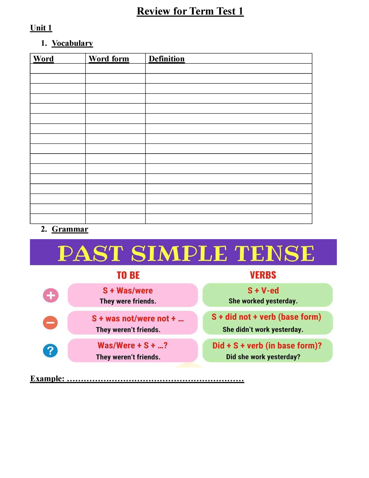 review-for-term-test-1-english-studies-vocabulary-word-word-form