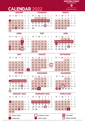 Scc Calendar 2023 Scc 2022 Calendar - Session V3 - Western Sydney University Is A Registered  Provider Under The - Studocu