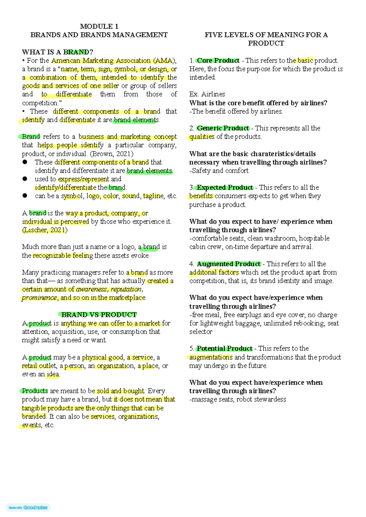 MKTG-2022- Reviewer highlighted - MODULE 1 BRANDS AND BRANDS MANAGEMENT ...