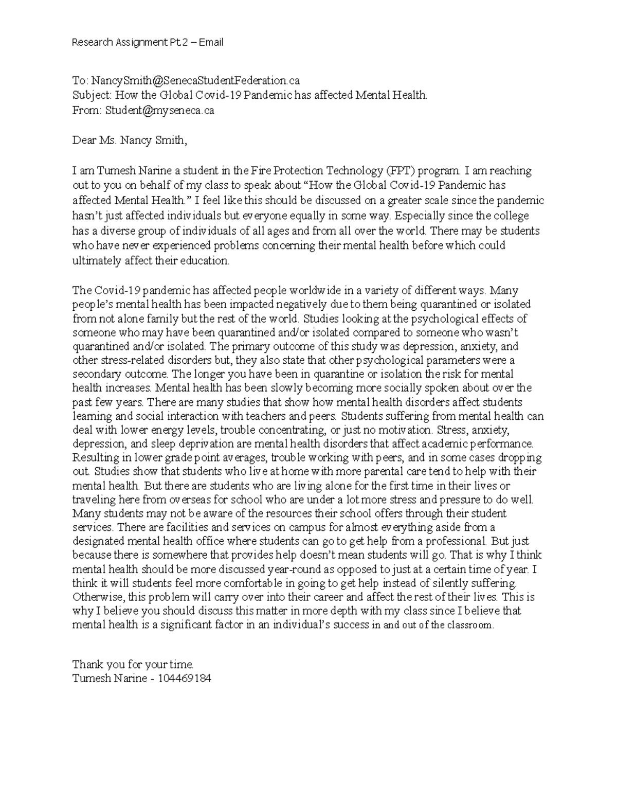 Research Assignment Email - Research Assignment Pt – Email To ...