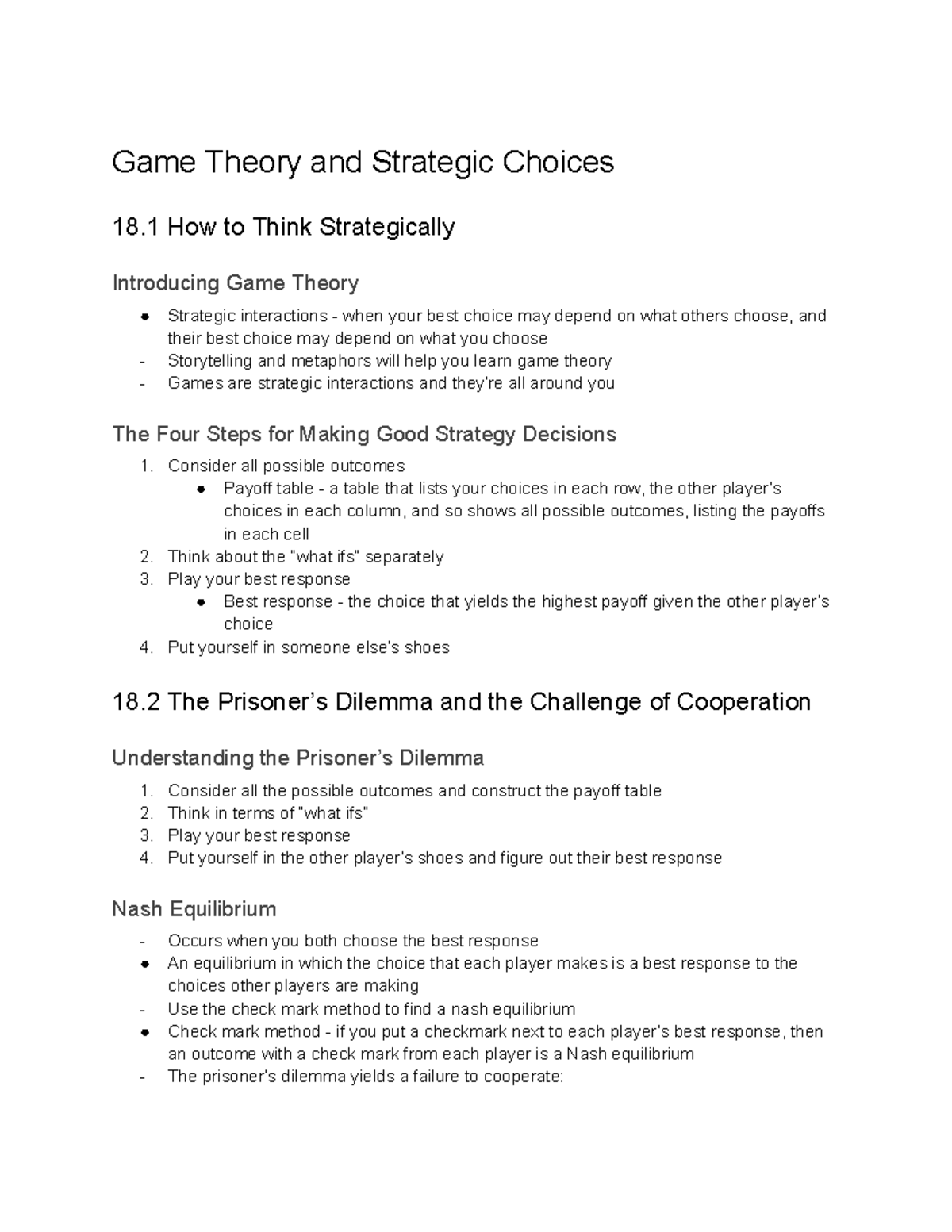 Macmillan Learning 18 Google Docs Game Theory and Strategic Choices 18 How to Think Studocu