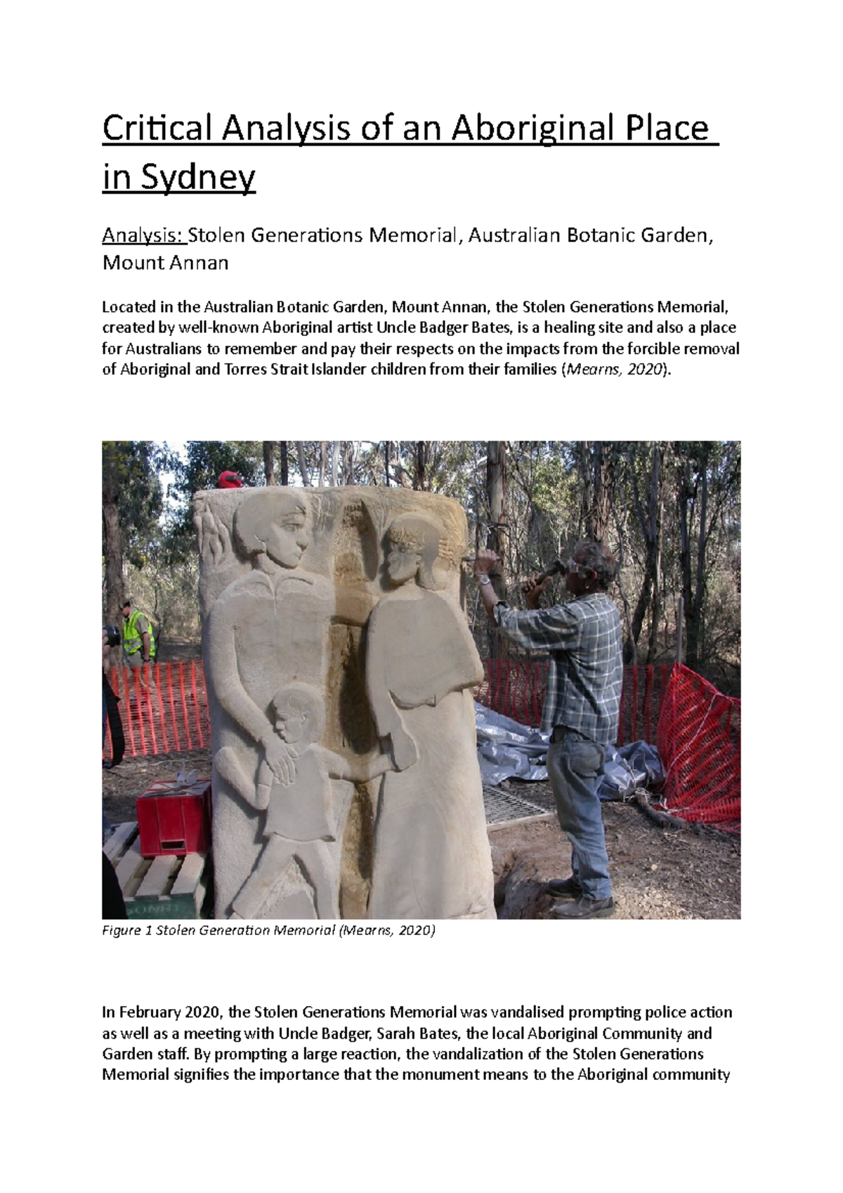 Aboriginal Studies AT2 - Critical Analysis of an Aboriginal Place in ...