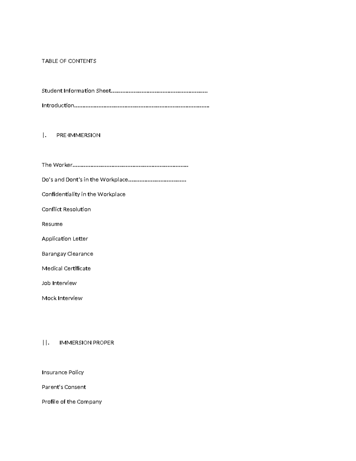 Day 1-WPS Office - Ccc - TABLE OF CONTENTS Student Information - Studocu