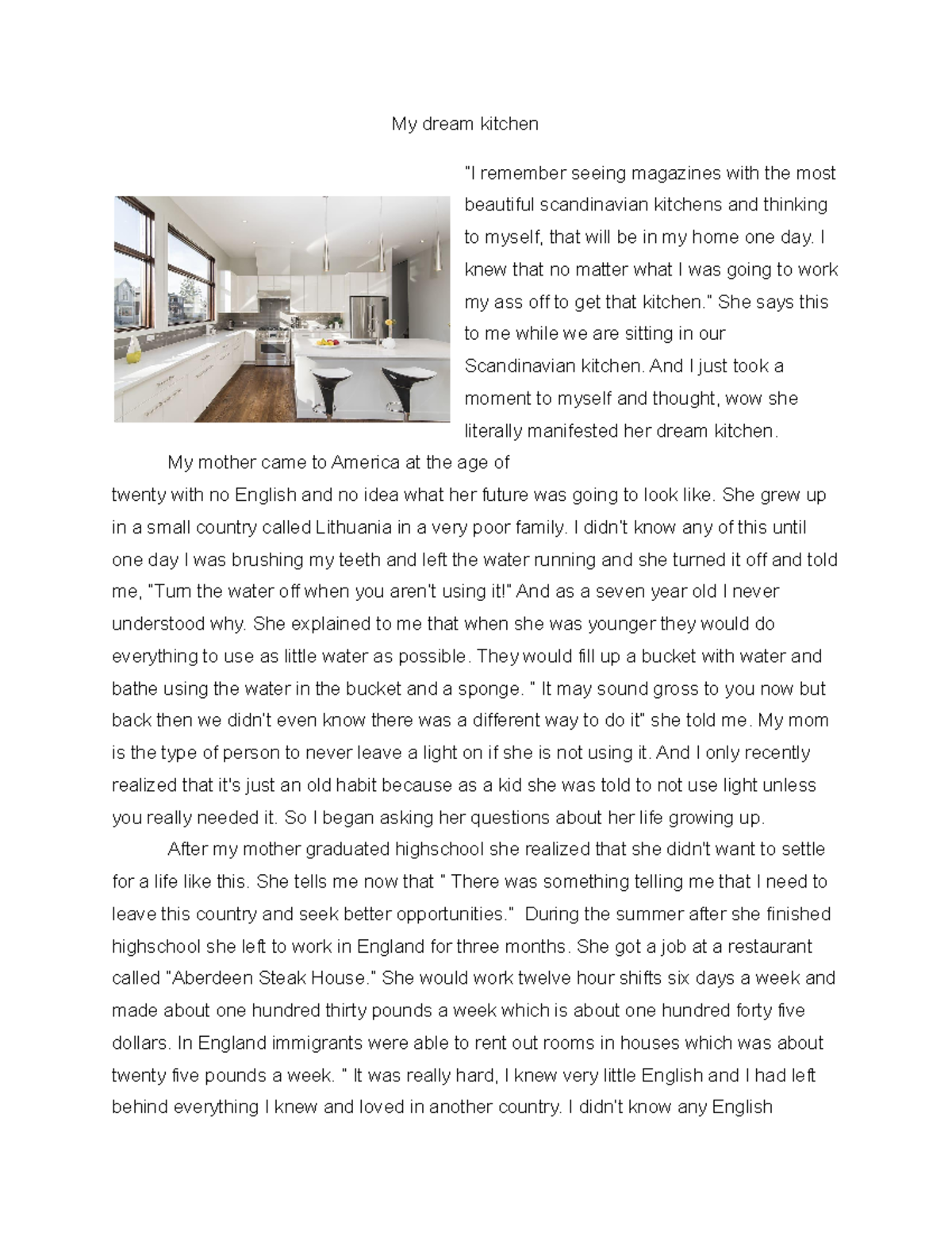 my dream kitchen essay