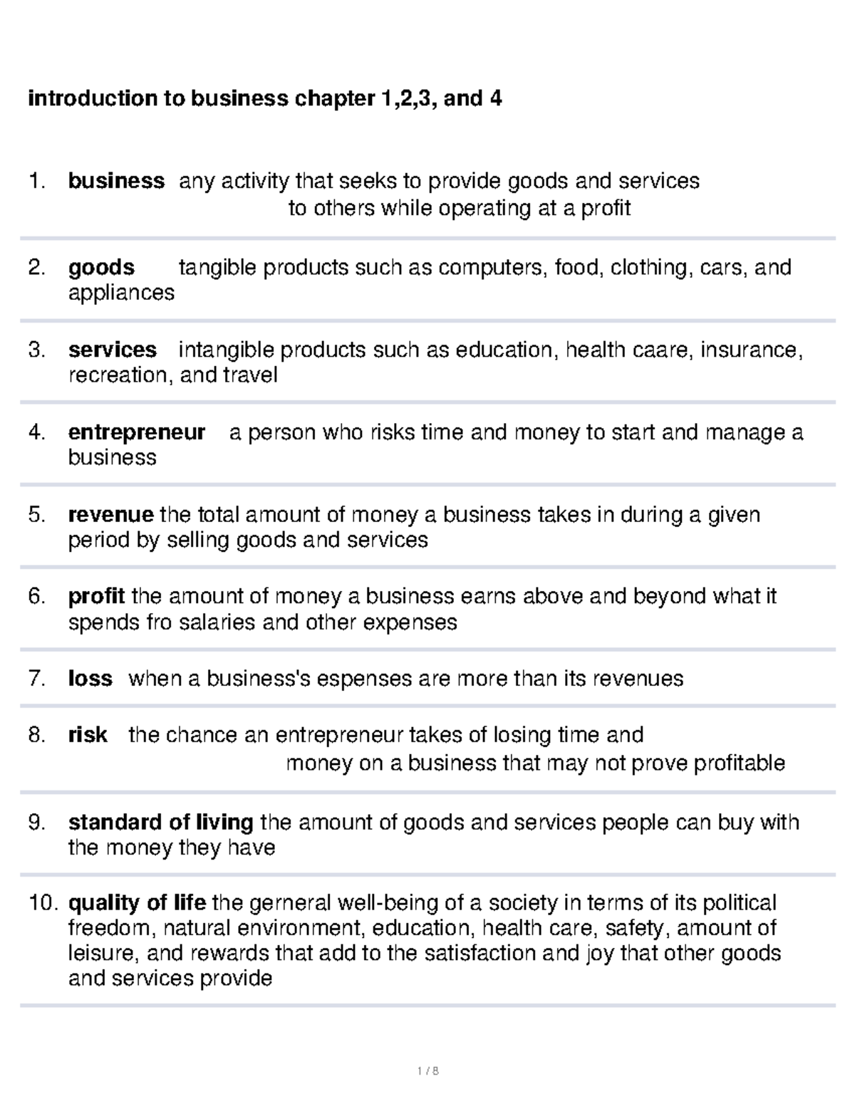 Business listen 1,2,3,4 - introduction to business chapter 1,2,3, and 4 ...