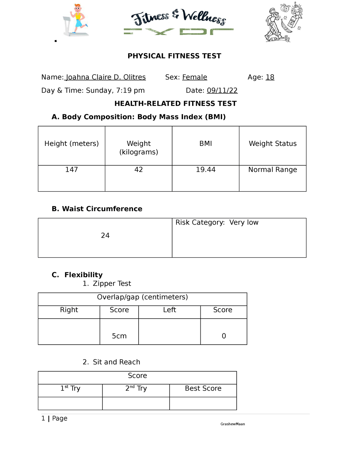 Fitness Test Names