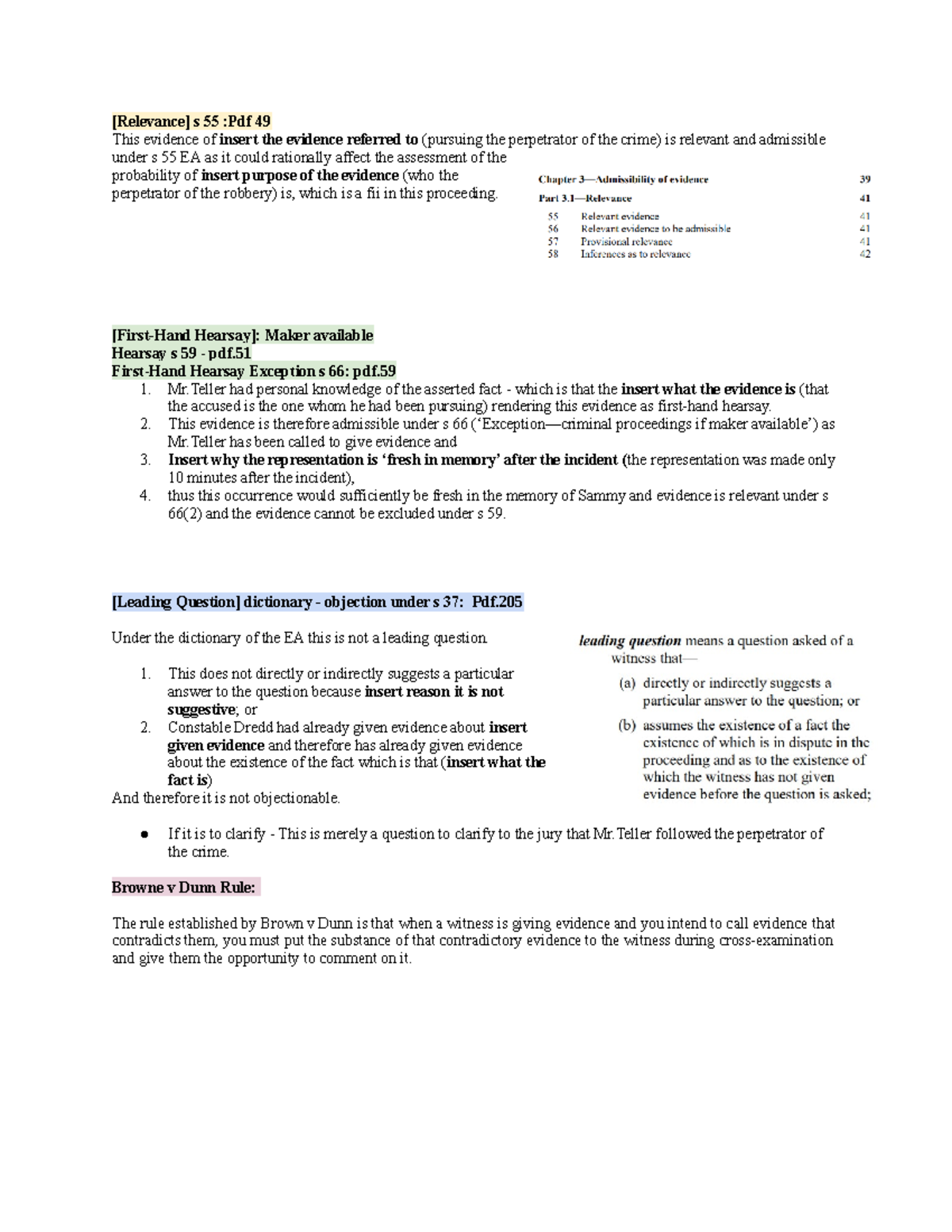 Mock Trial Brief - Law To Rely On - [Relevance] S 55 :Pdf 49 This ...