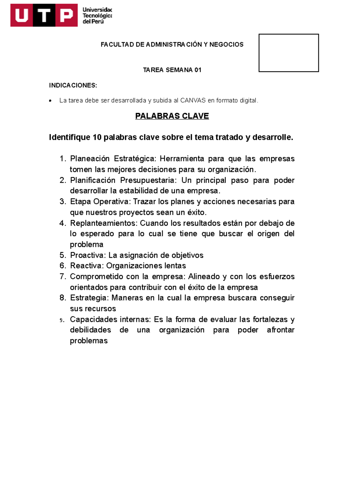 Tarea De La Semana Numero 1 Gestion Y Potencial - FACULTAD DE ...