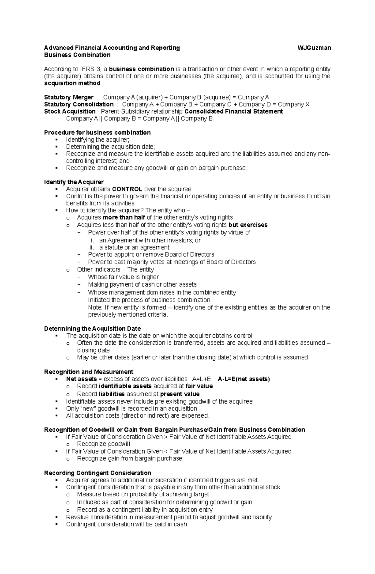 Business Combination - Conceptual Framework and Accounting Standards ...