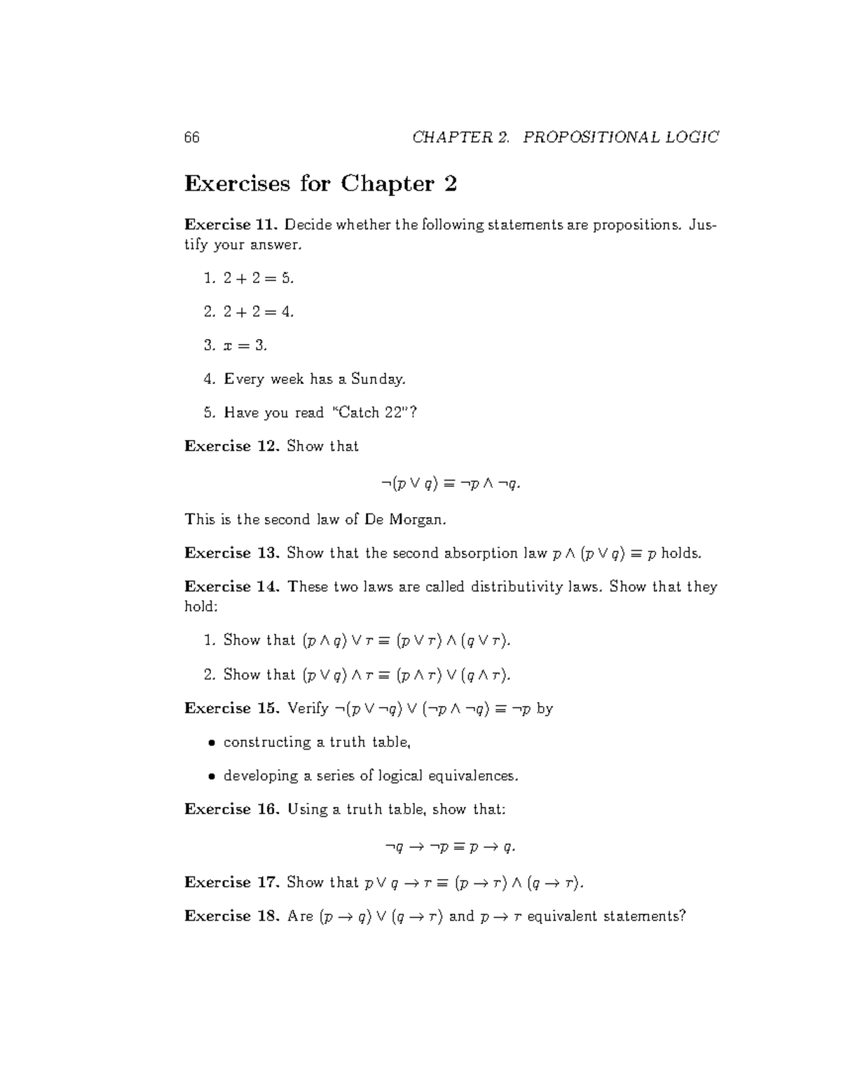 HW2 - tutorial - 66 CHAPTER 2. PROPOSITIONAL LOGIC Exercises for ...