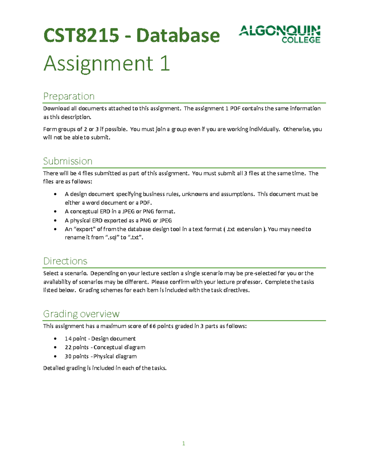 CST8215 - 22S rebuild - Assignment 1 - Assignment 1 Preparation ...