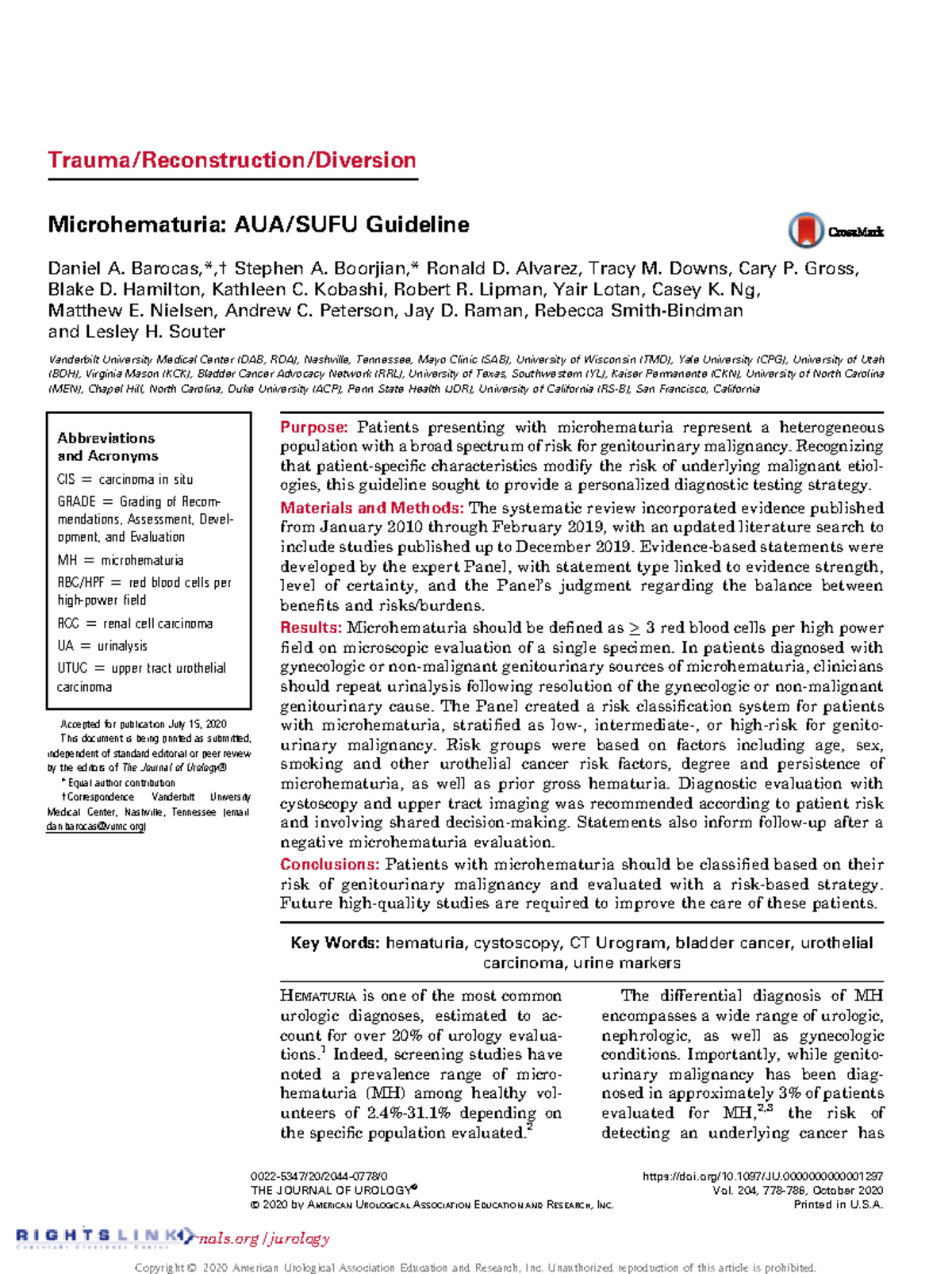 Microhematuria-JU - urology - Trauma/Reconstruction/Diversion ...