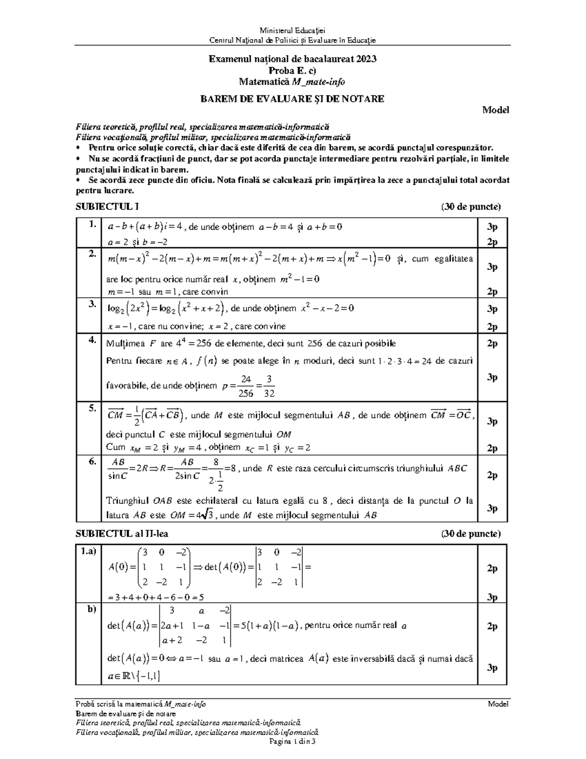 E c matematica M mateinfo 2023 bar model Ministerul Educaţiei