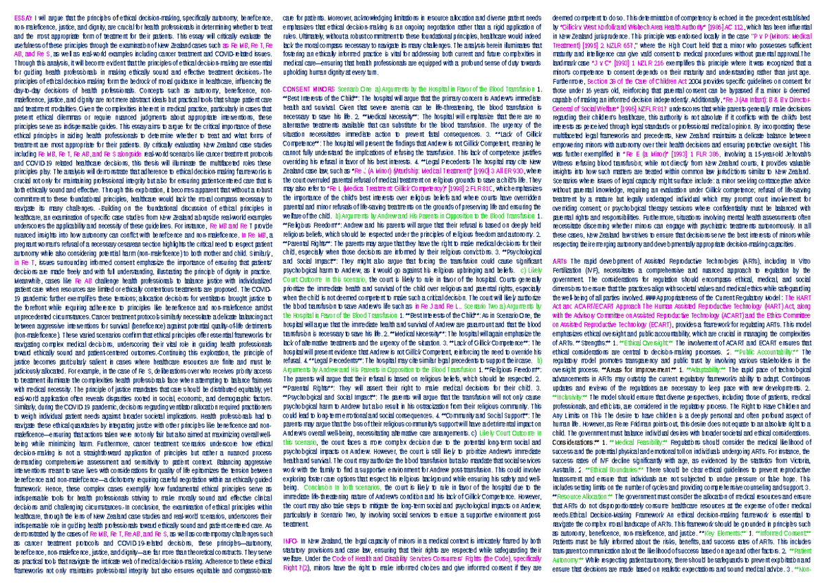 Eoy med cheat sheet - Eoy med - ESSAY I will argue that the principles ...