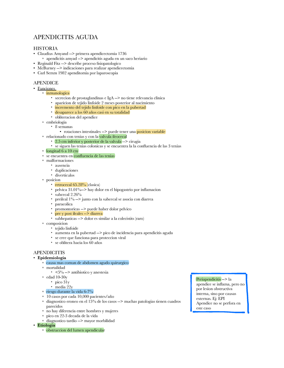 Apendicitis Aguda Apuntes De Las Clases De Cirug A General Apendicitis Aguda Historia