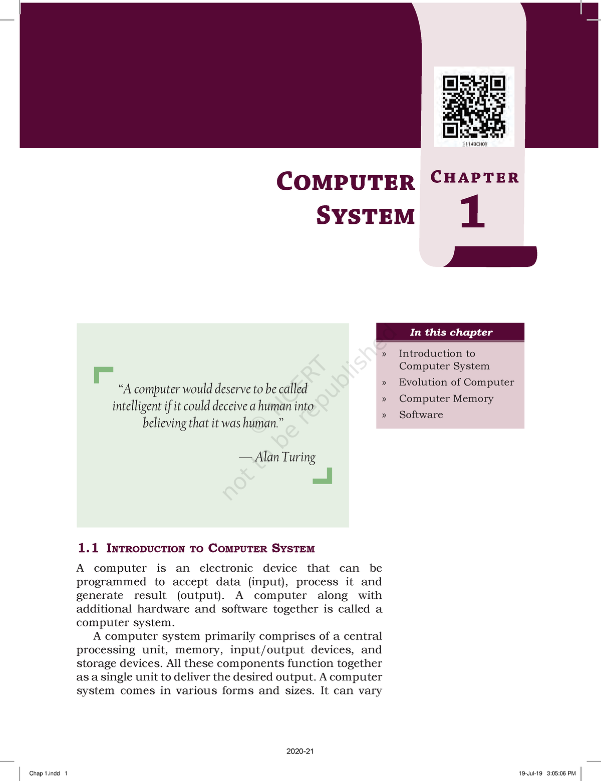 Chapter 1 - 1 IntroductIon To Computer SyStem A Computer Is An ...