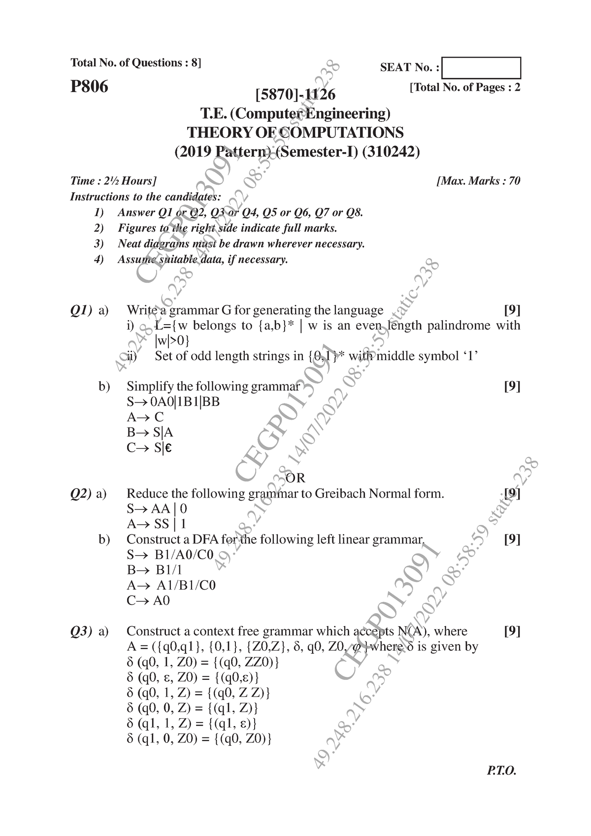 May Jun 2022 - Toc Qpaper - Total No. Of Questions : 8] [5870]- T ...