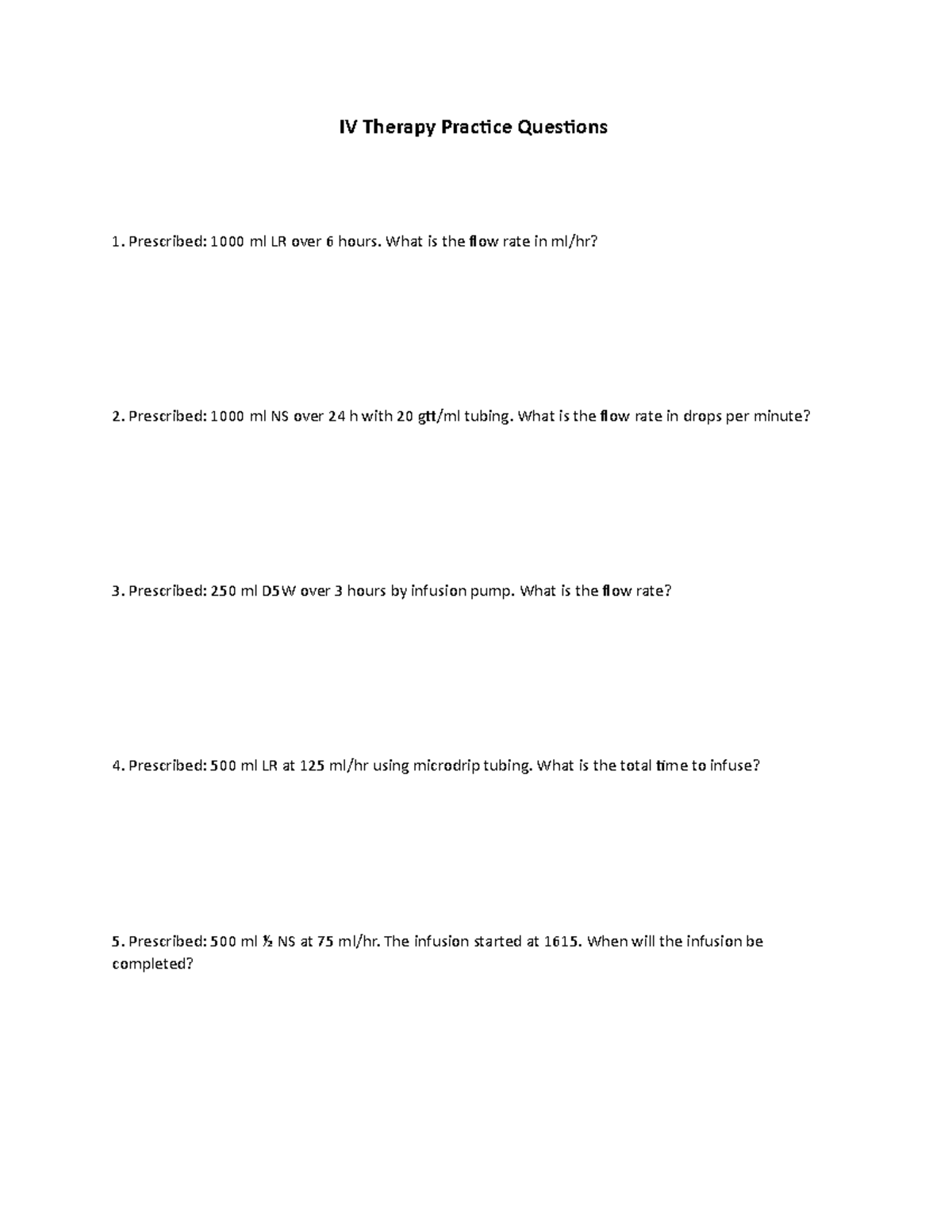 IV Therapy Practice Questions - IV Therapy Practice Questions ...