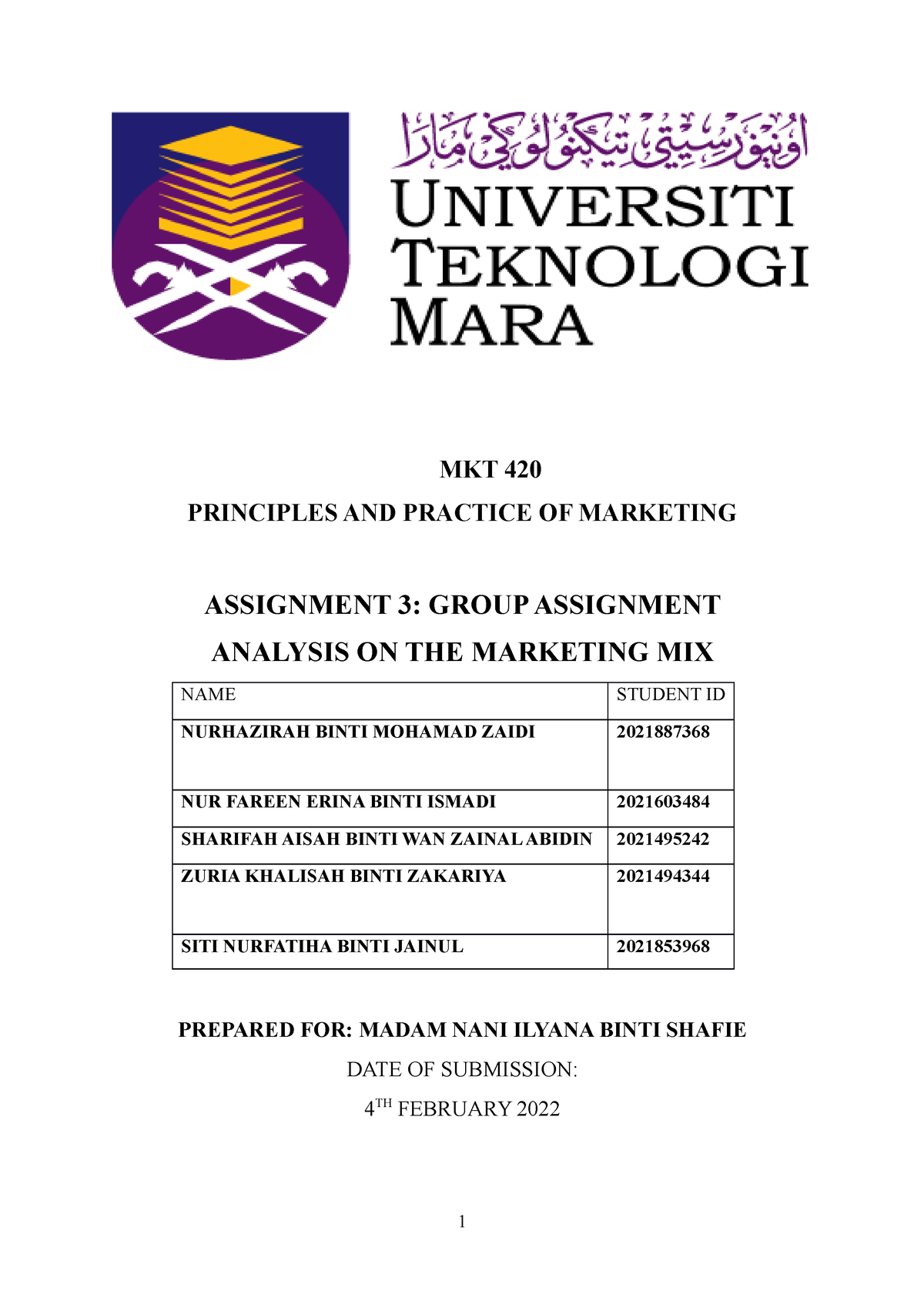 mkt420 group assignment 3