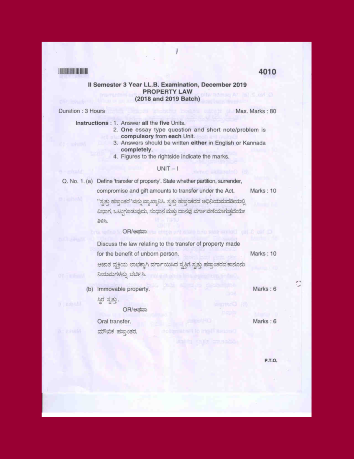 4010 Property Law Exam pattern Studocu