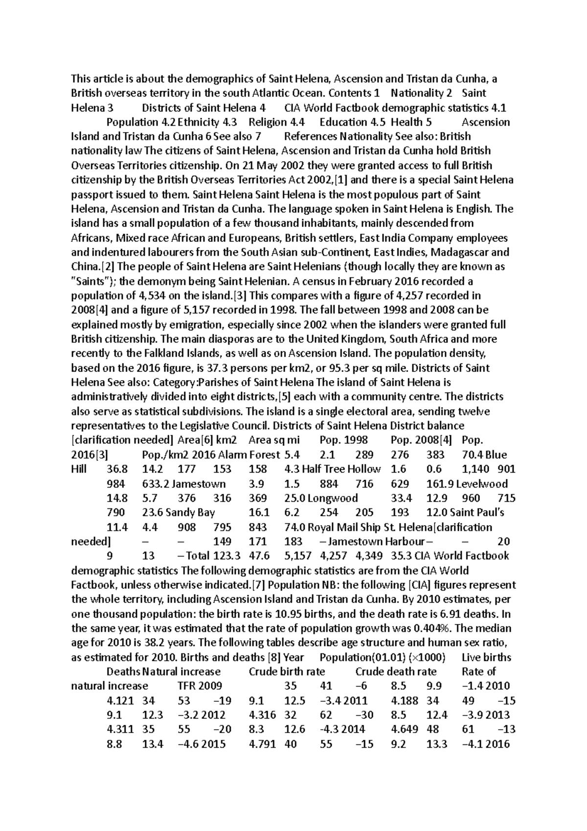 Saint helena Summary This article is about the demographics of