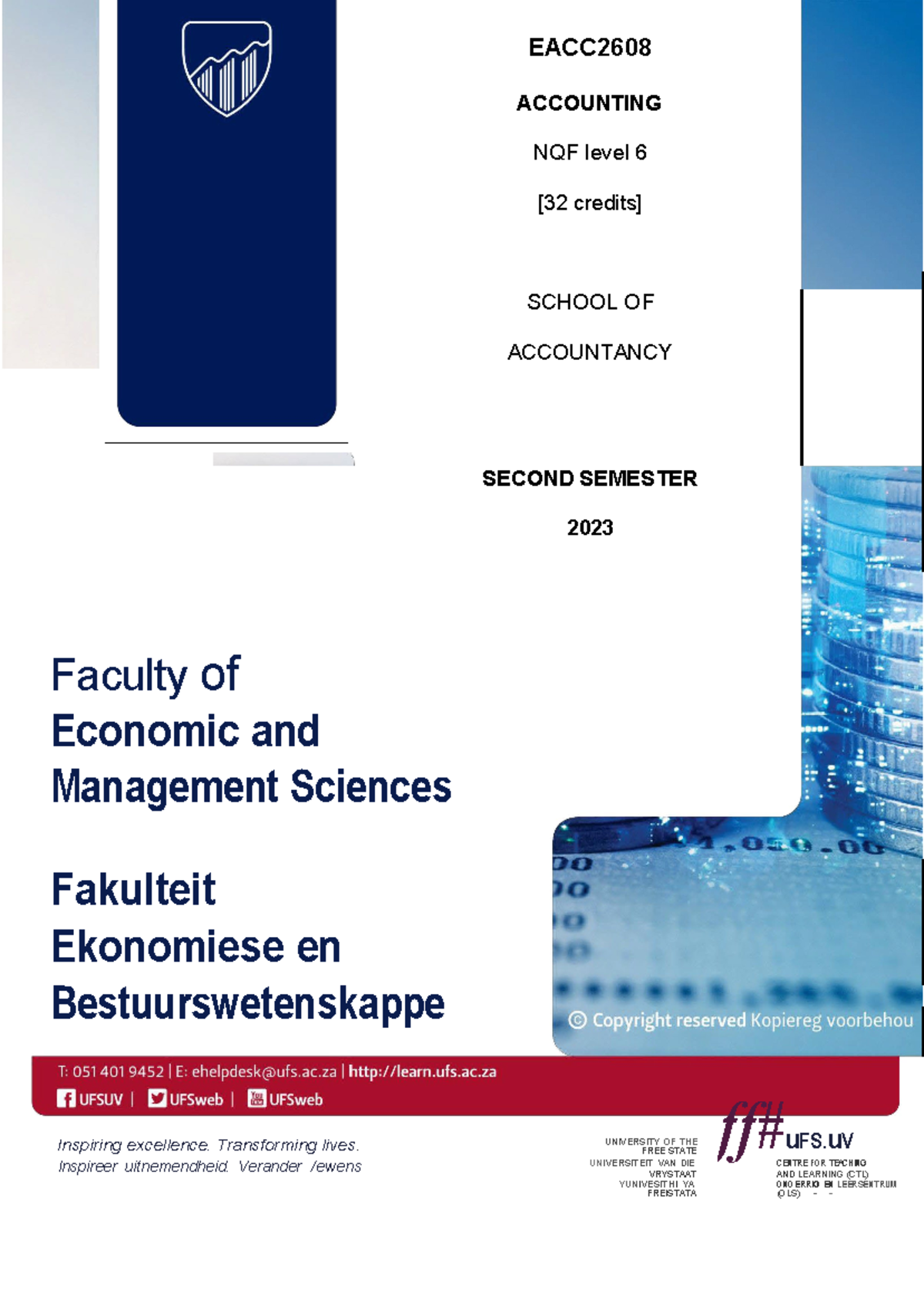 EACC2608 Study Guide ENG Final 2023 Second Semester 16 July 2023 ffuFS EACC ACCOUNTING NQF