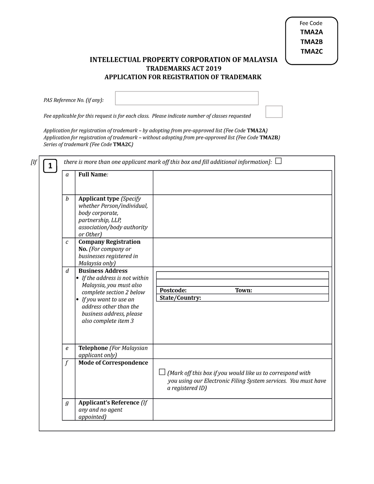 TMA2 Application for Registration fo Trademark - Labour Law - ULB 