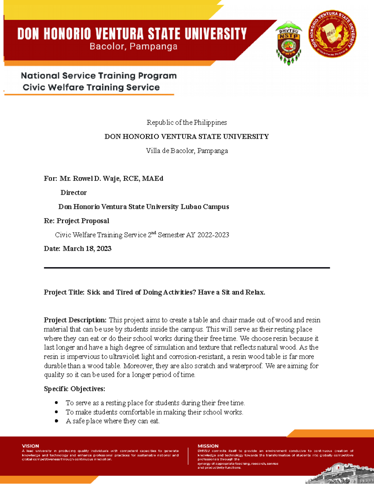 Project-Proposal-1 - fdhfdhdfhjgjg - Republic of the Philippines DON ...