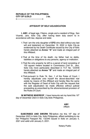 1 Affidavit OF Desistance ACTS OF Lasciviousness - Republic of the ...