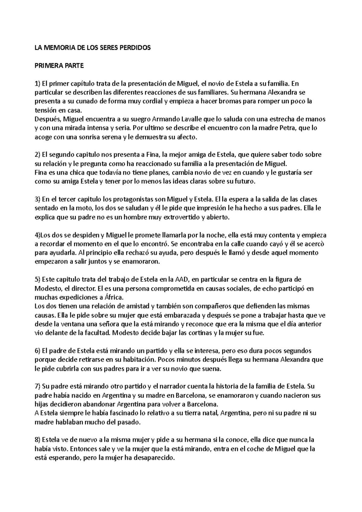 La Memoria De Los Seres Perdidos Charakterisierung LA Memoria DE LOS Seres Perdidos - LA MEMORIA DE LOS SERES PERDIDOS