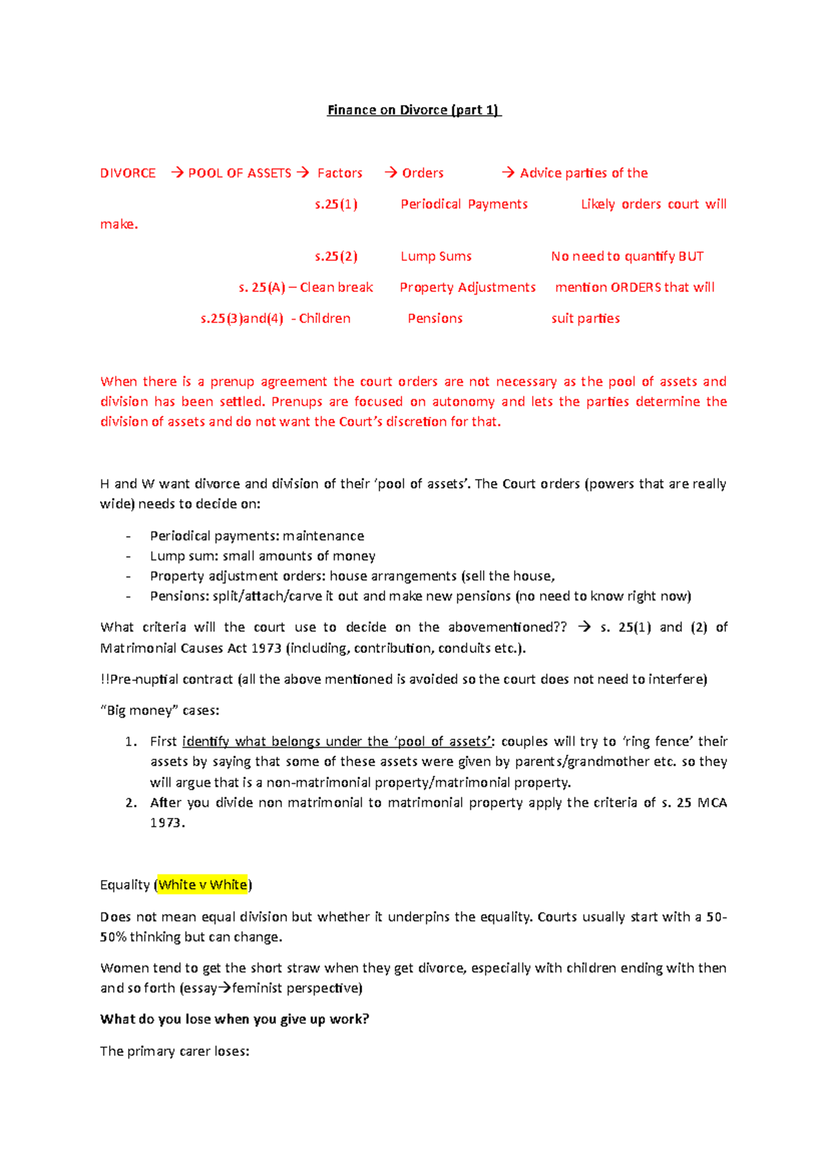 Finance on Divorce (Part 1) - s(2) Lump Sums No need to quantify BUT s ...