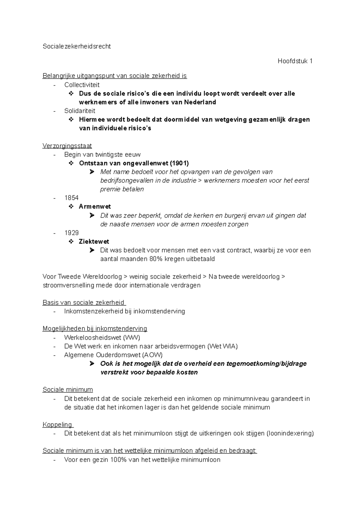 Samenvatting Sociale Zekerheidsrecht 17-9 - Uitgangspunt Van Sociale ...