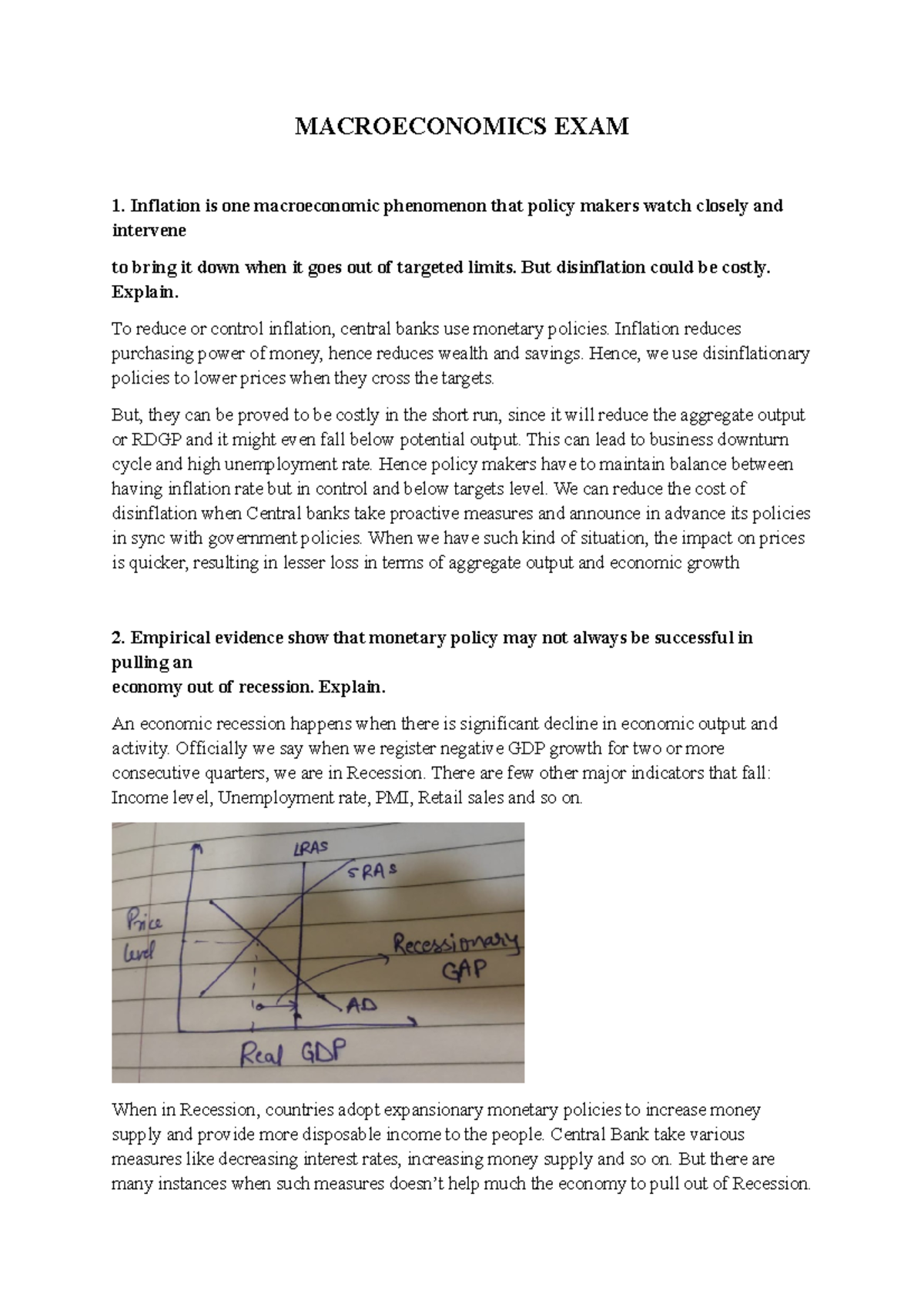 Macro Economics - Grade: A+ - MACROECONOMICS EXAM 1. Inflation Is One ...