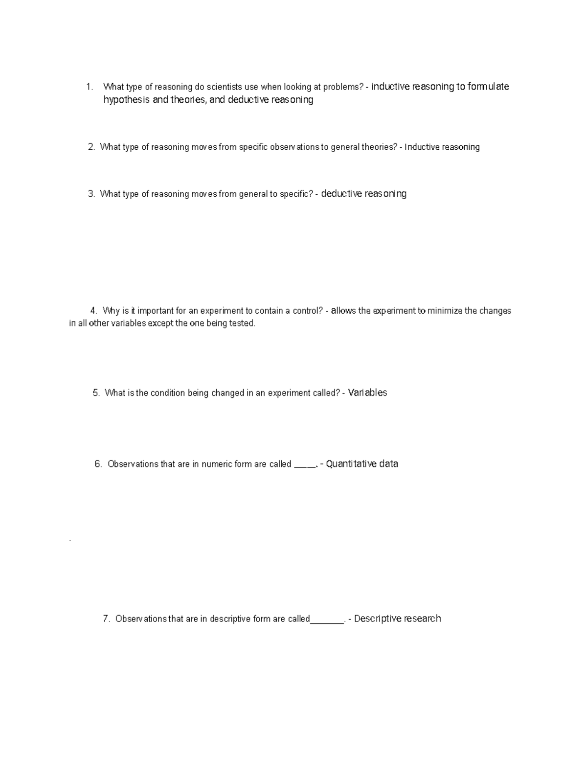 - Scientific Reasoning Test Review - 1. What type of reasoning do ...