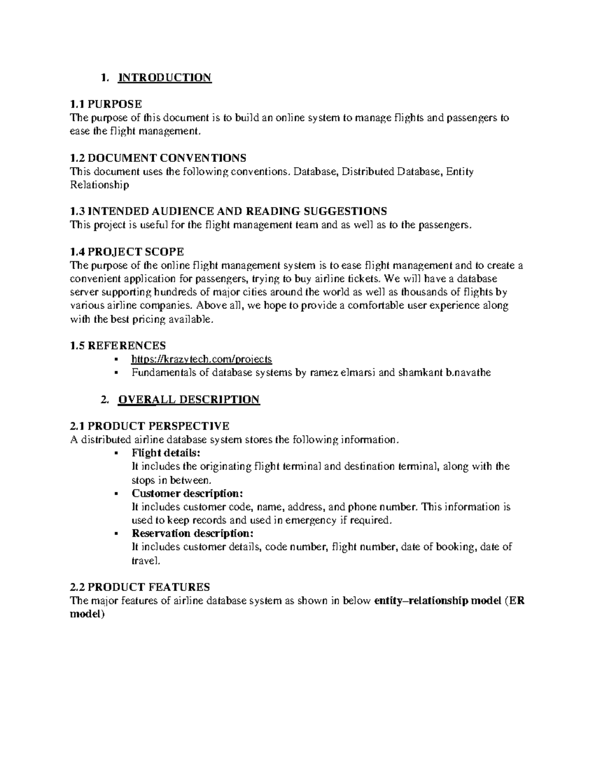 SRS on flight management system - 1. INTRODUCTION 1 PURPOSE The purpose ...