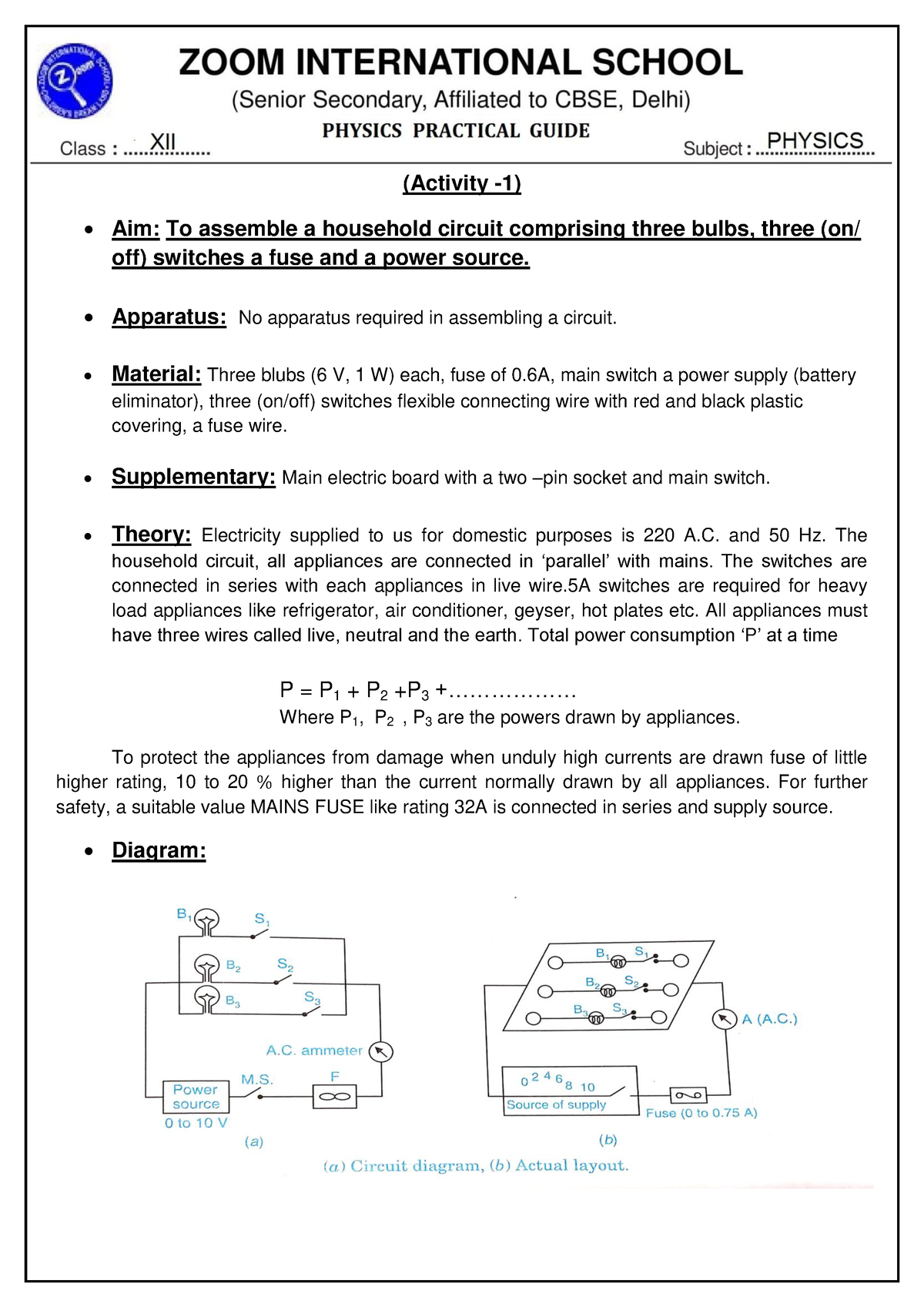 2196class 12 Activity Number 1 - (Activity -1) Aim: To Assemble A ...