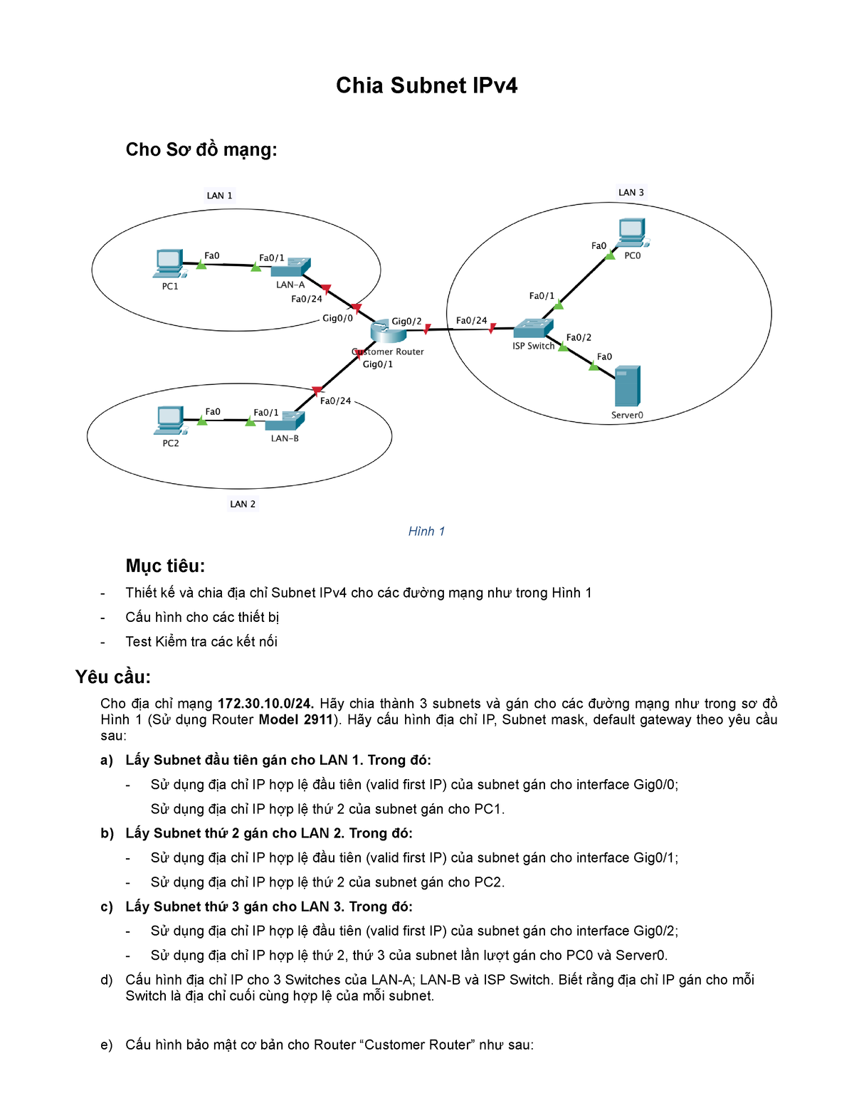 Subnet An IPv4 Network - Mạng Máy Tính - Chia Subnet IPv Cho Sơ đồ Mạng ...