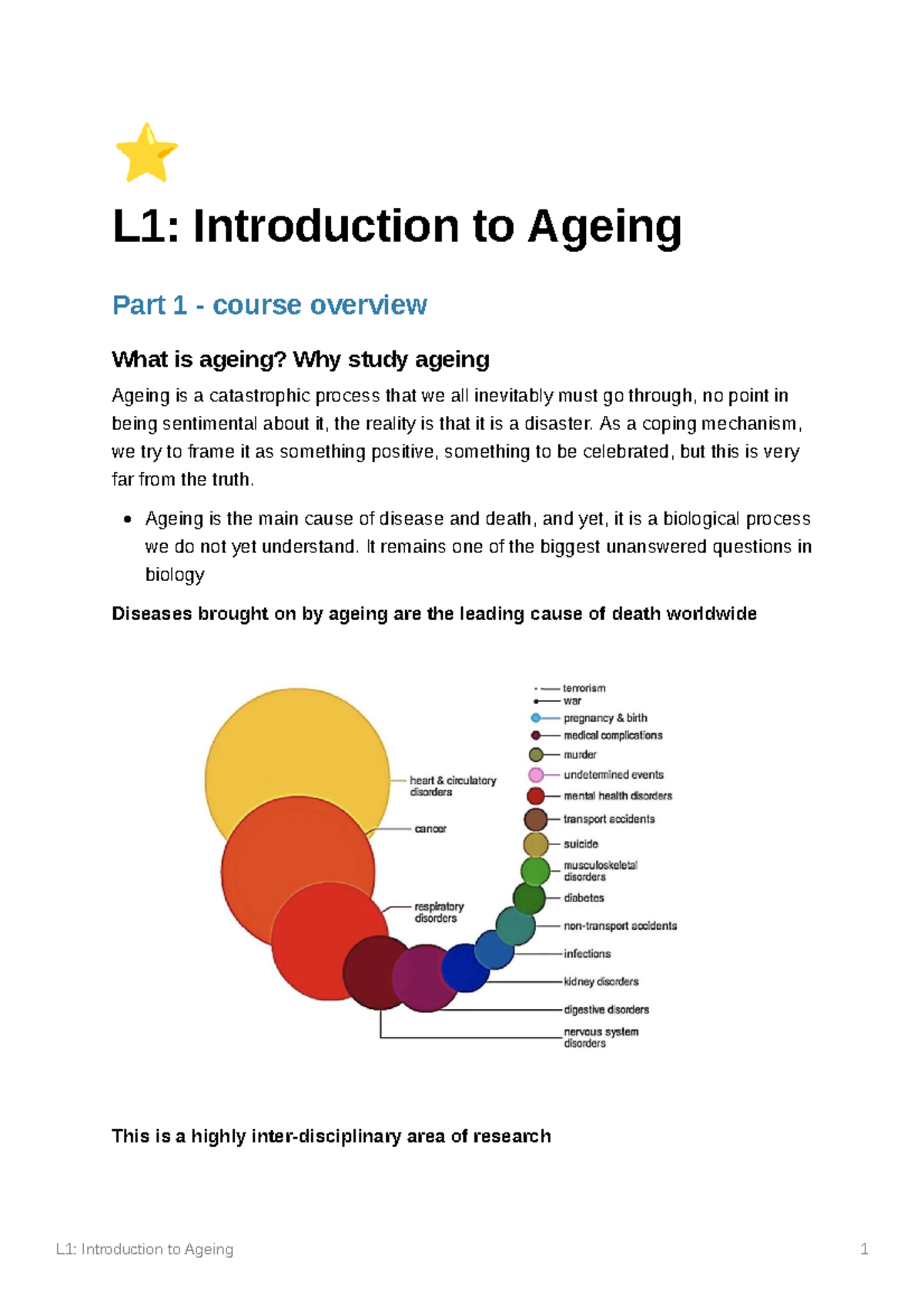 L1 Introduction to Ageing - ⭐ L1: Introduction to Ageing Part 1 ...