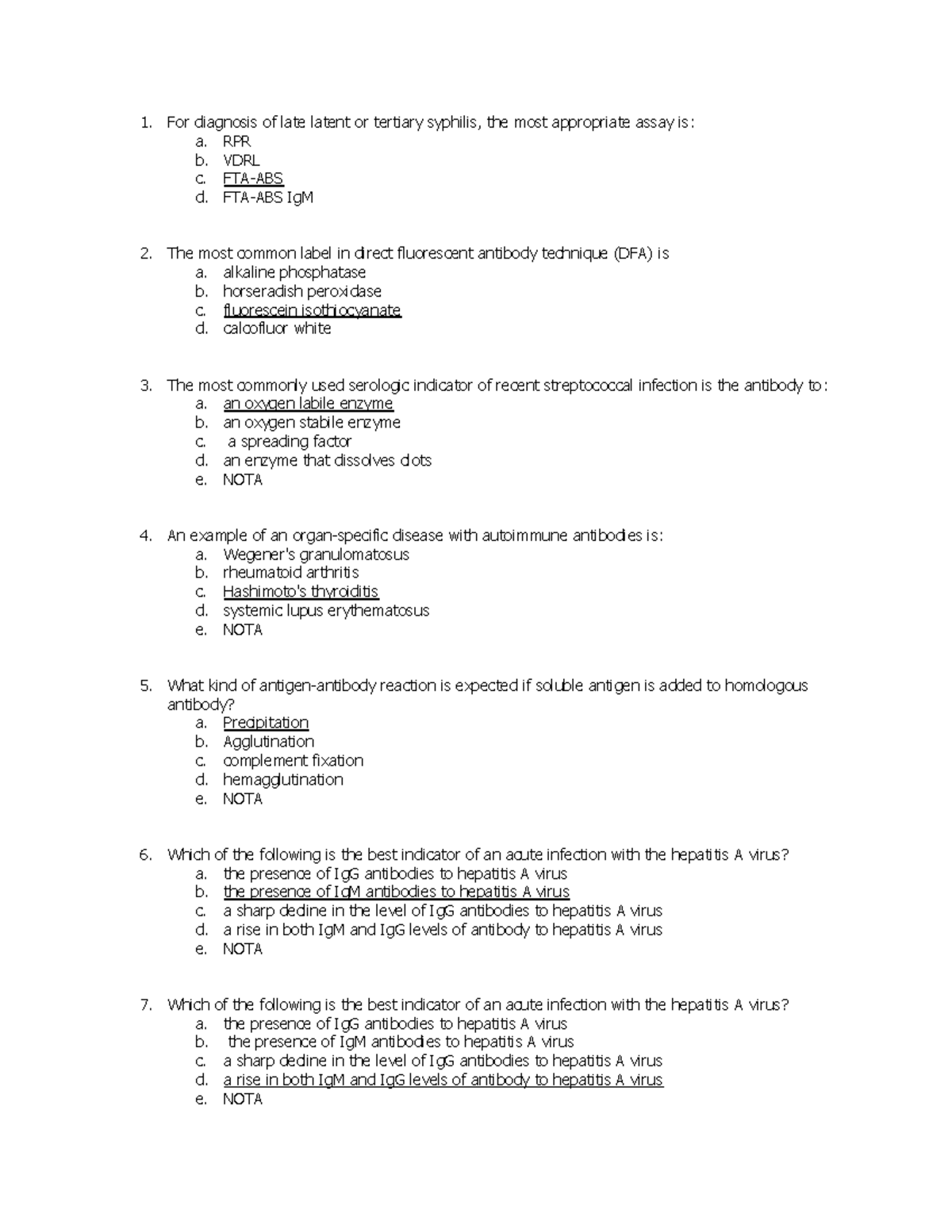 Multiple choice activity with complete answers - For diagnosis of late ...