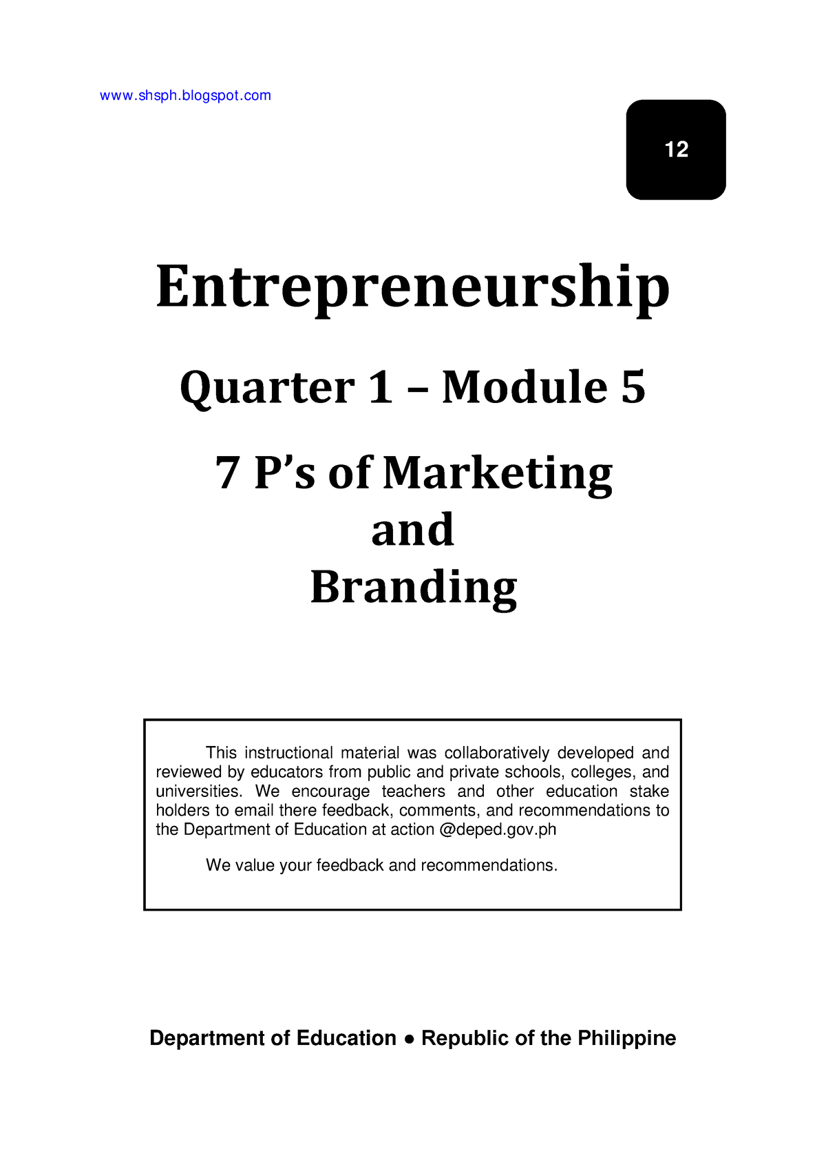 Mod5 7Ps-of-Marketing-and-Branding v2 - Entrepreneurship Quarter 1 ...