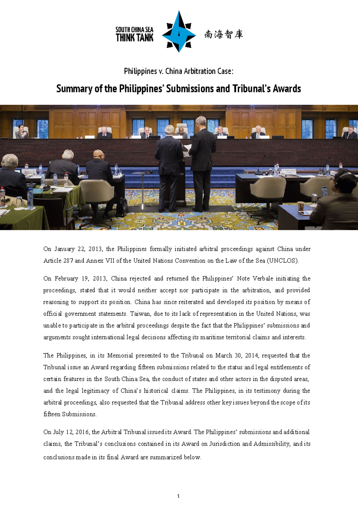 Scstt Features 2016 01 Summary Arbitration - Philippines v. China ...