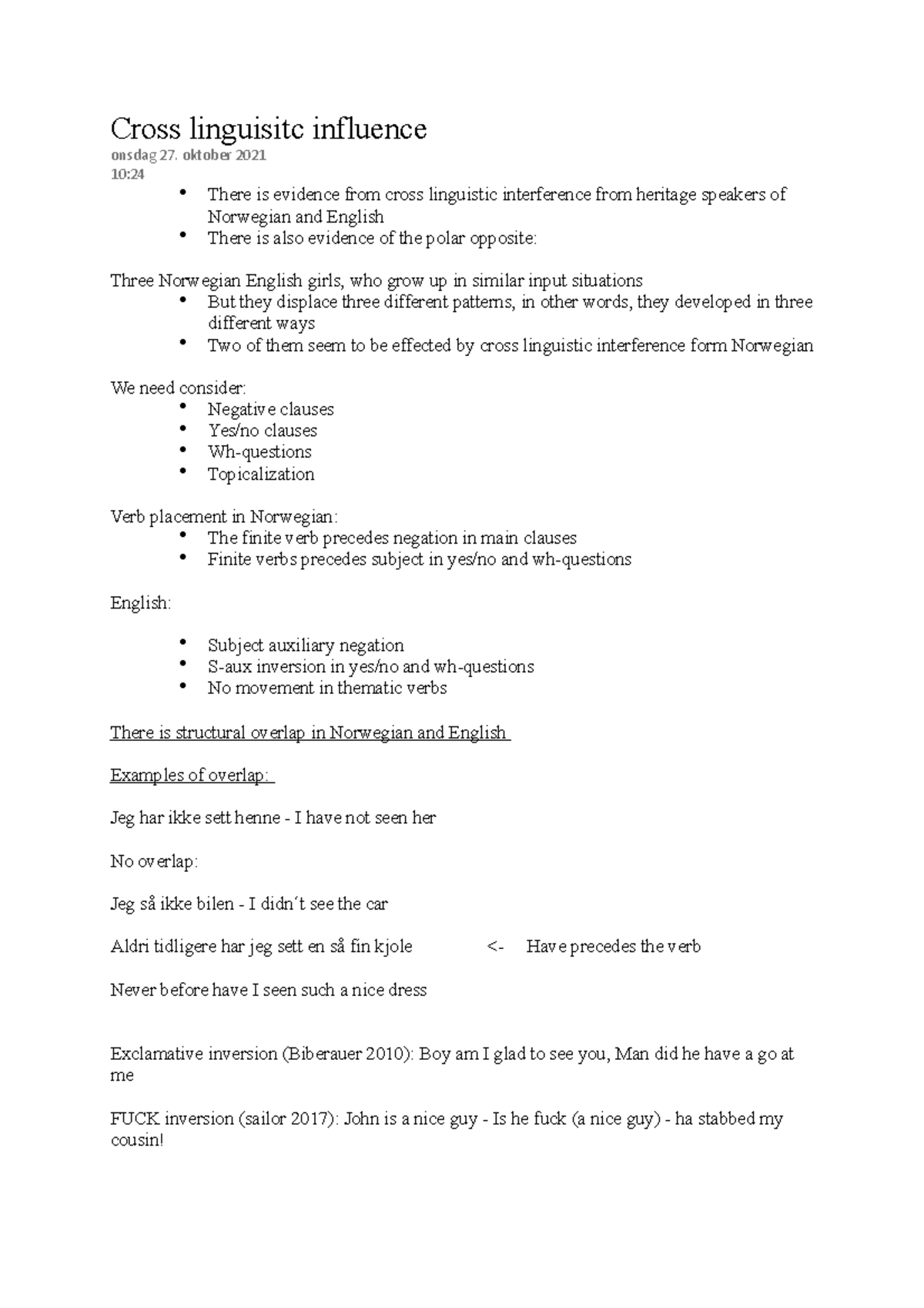 Cross linguisitc influence - Cross linguisitc influence onsdag 27 ...